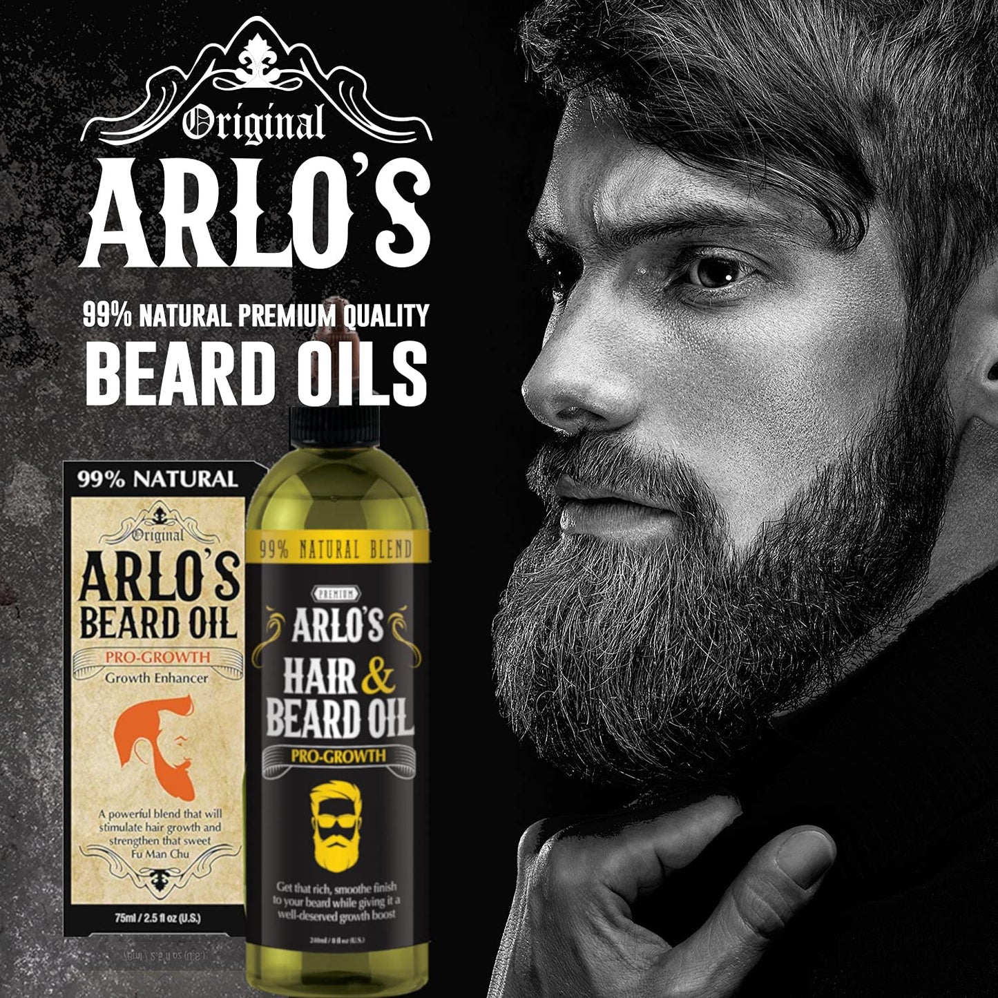 Arlo's Pro-Growth Hair and Beard Oil 8 oz. - Hair Oil, Mustache Oil and Beard Oil Growth Beauty & Personal Care Arlo's