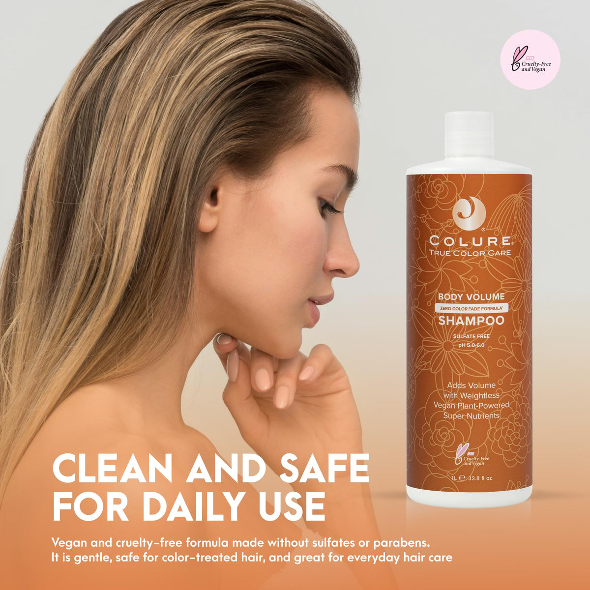 COLURE Body Volume Shampoo, 33 Fl Oz - Volumizing Hair Wash for Fine Thinning Hair, Weightless Sulfate-Free Cleanser