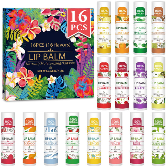 24 Pack Lip Balm,100% Natural Lip Balm Bulk with Vitamin E and Coconut Oil, Moisturizing Lip Balm for Dry Lips-8 Flavors Beauty and Personal Care VISRIE Default Title