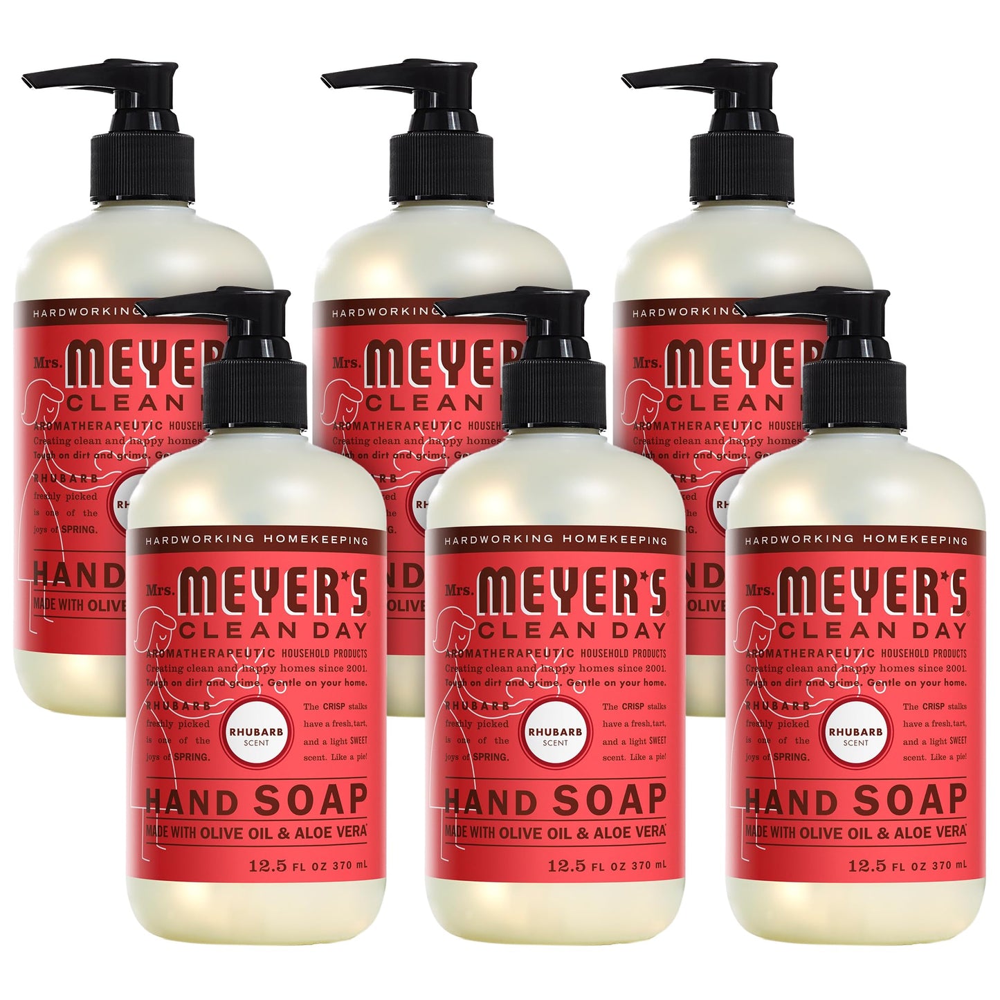 Mrs. MEYER'S Hand Soap, Made with Essential Oils, Rhubarb, 12.5 fl. oz - (Pack of 6) Beauty & Personal Care Mrs. MEYER'S