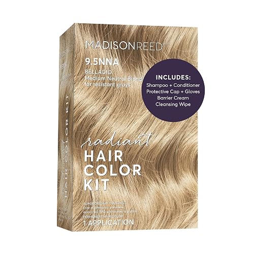 Madison Reed Radiant Hair Color Kit - 9.5NNA Medium Neutral Blonde (Bellagio Blonde), Permanent Hair Dye for Resistant Grays, 100% Gray Coverage | Beauty & Personal Care Madison Reed