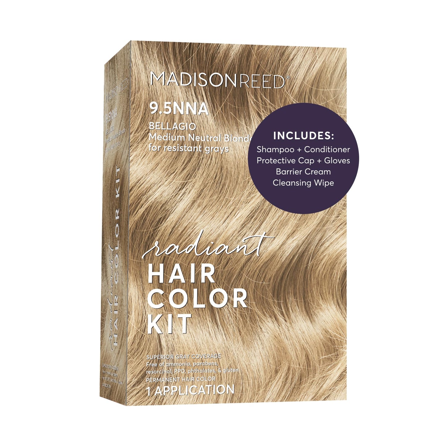 Madison Reed Radiant Hair Color Kit - 9.5NNA Medium Neutral Blonde (Bellagio Blonde), Permanent Hair Dye for Resistant Grays, 100% Gray Coverage | Beauty & Personal Care Madison Reed