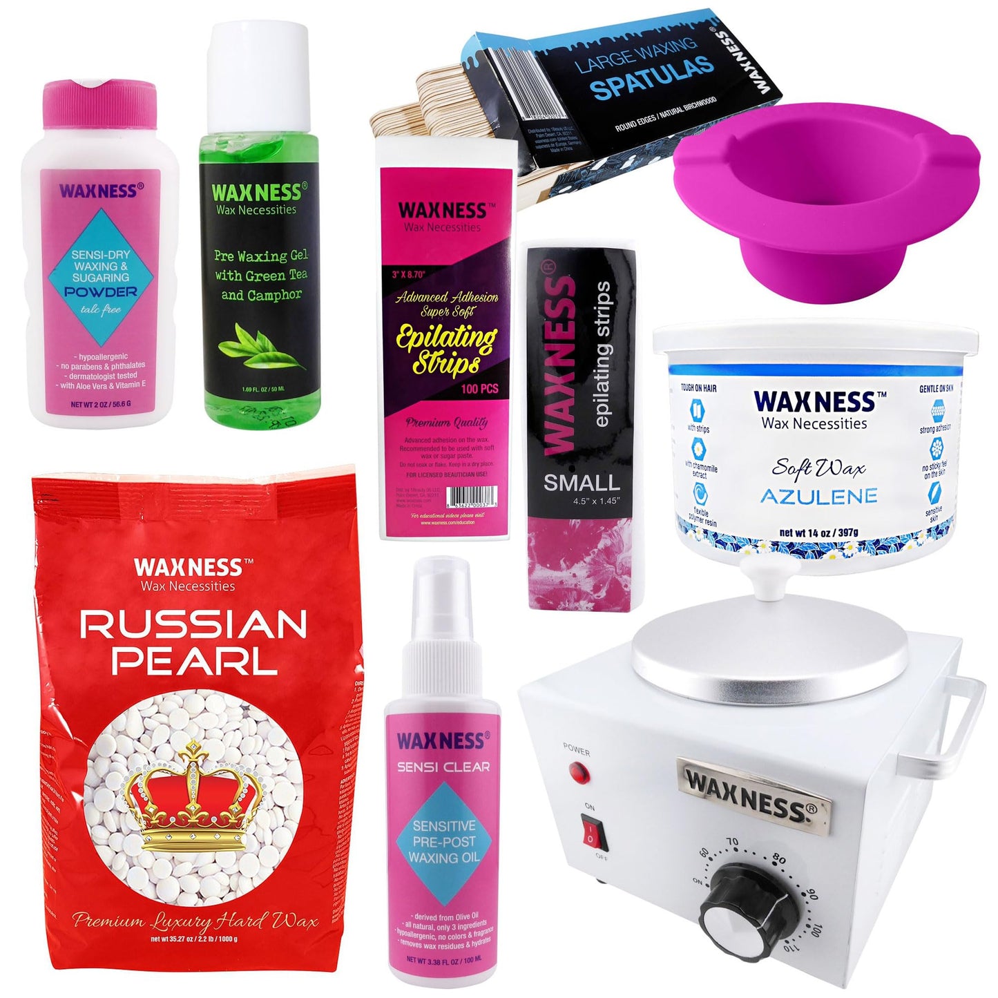 Waxness Student Complete Waxing Kit with White Warmer Elite Series Beauty and Personal Care Waxness