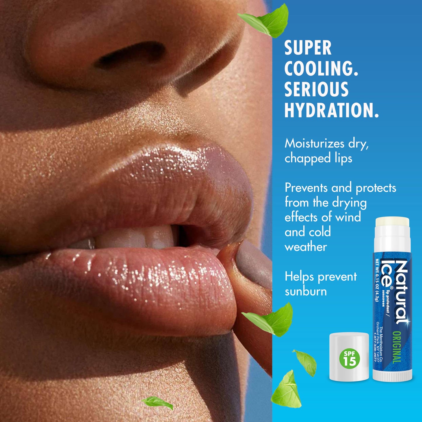 Mentholatum Natural Ice Original Medicated Lip Balm, Hydrating Lip Care for Dry, Chapped Lips, Moisturizing Formula with SPF 15 Helps Prevent Sunburn Beauty and Personal Care Natural Ice