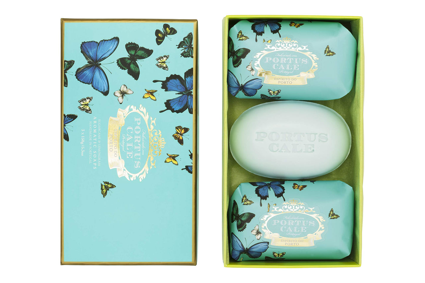 Portus Cale Fragrance Soaps Set in a Box (3 150g) Sugarcane & Lemongrass Scented Soaps Beauty & Personal Care Portus Cale