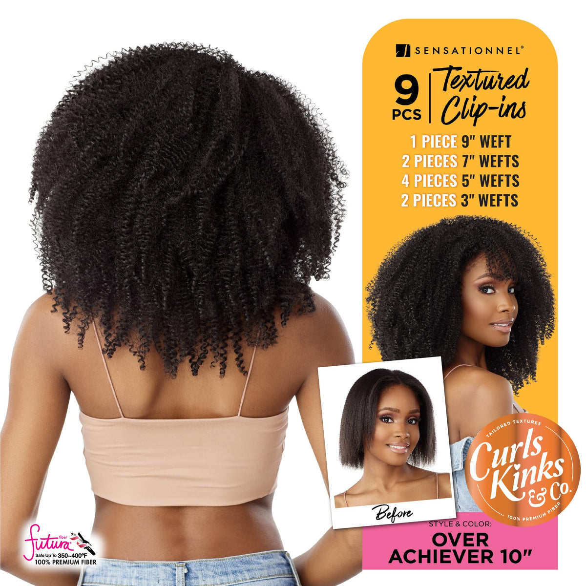Sensationnel Curls Kinksandco Clip in-Over Achiever 10 Inch,S1B/350