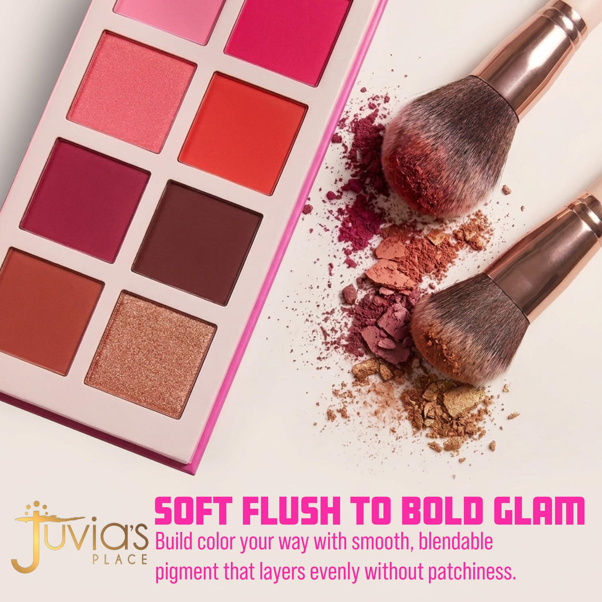 Juvia’s Place Blushed & Bronzed Blurring Pro Palette Volume 1 - 8 Shade Blush & Bronzed Palette, Matte & Shimmer Finishes, Buildable Pigment,