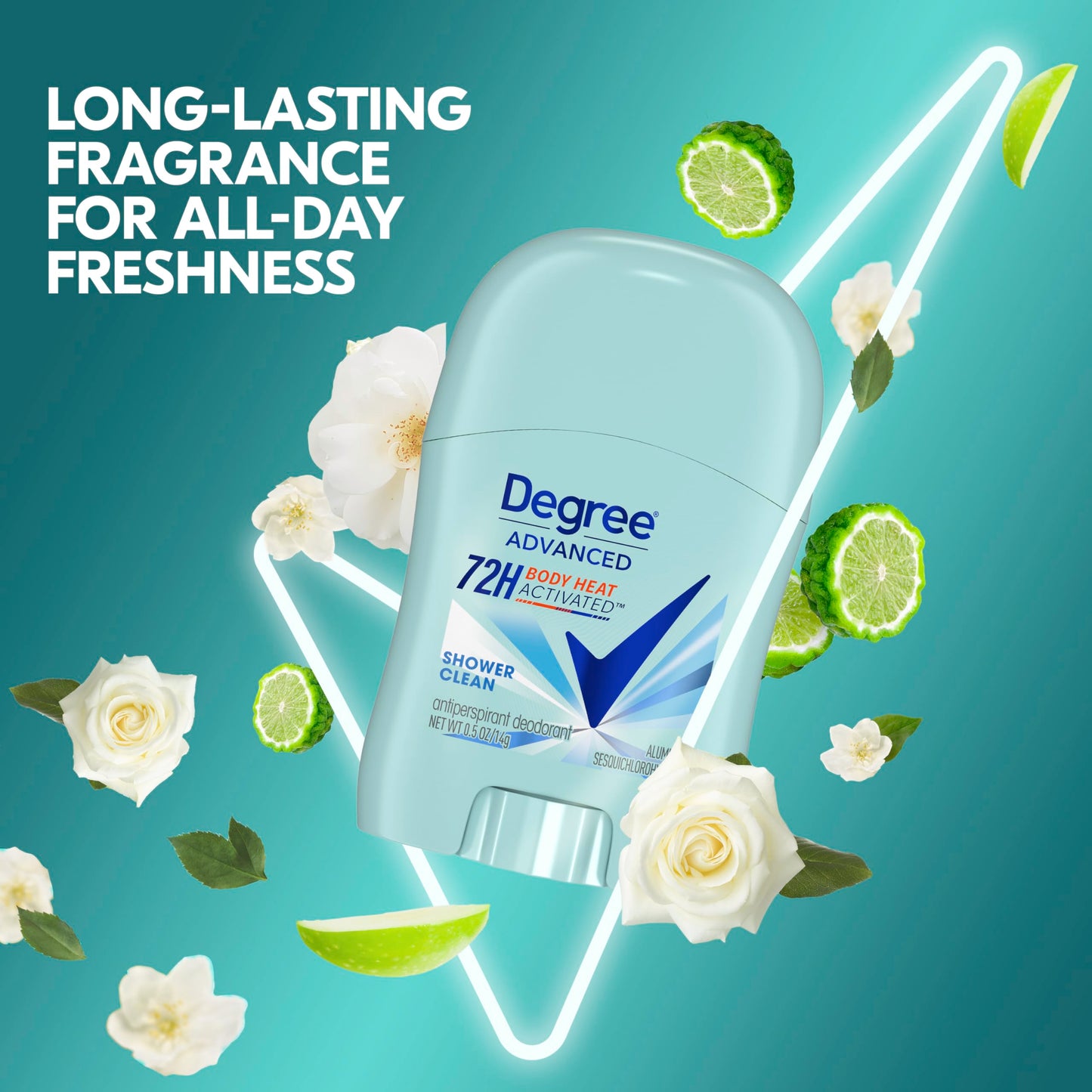 Degree Antiperspirant Deodorant Shower Clean 72-Hour Sweat & Odor Protection Antiperspirant for Women with Body Heat Activated Technology 0.5 oz Beauty and Personal Care Degree