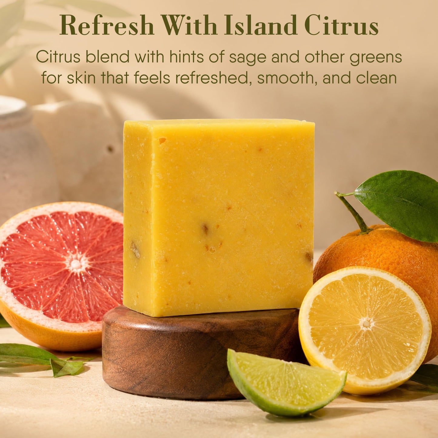 360Feel Island Citrus Soap - Made in the USA - Castile Handmade, All-Natural, Cold-Processed - Infused with Island Citrus for a Tropical Scent - Rich Beauty & Personal Care 360Feel