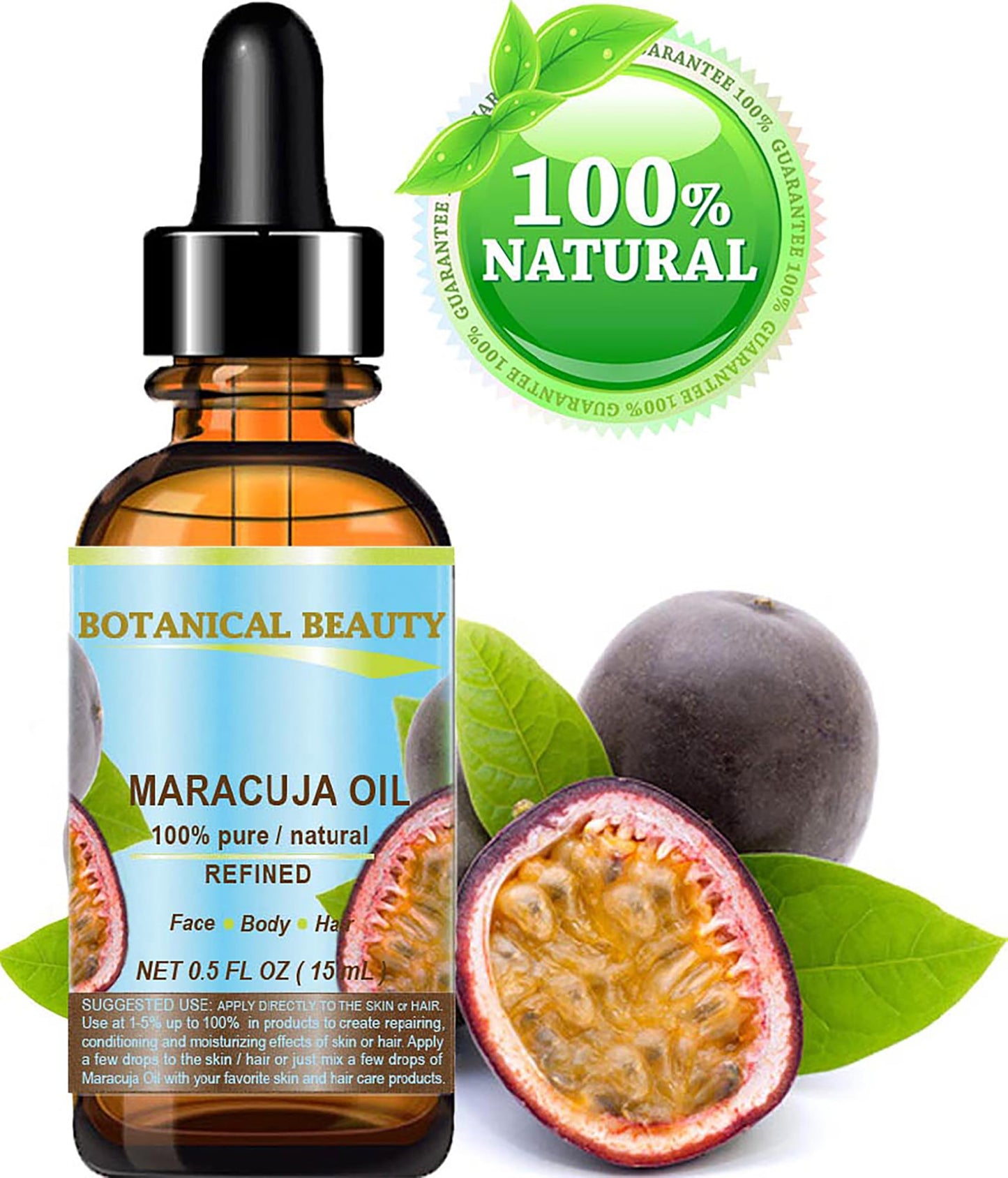Botanical Beauty MARACUJA OIL 100% Pure Natural Cold Pressed Undiluted for Face, Skin, Hair, Body, Lip, Nails 0.5 Fl Oz - 15 ml Rich in Vitamin C Beauty & Personal Care Botanical Beauty