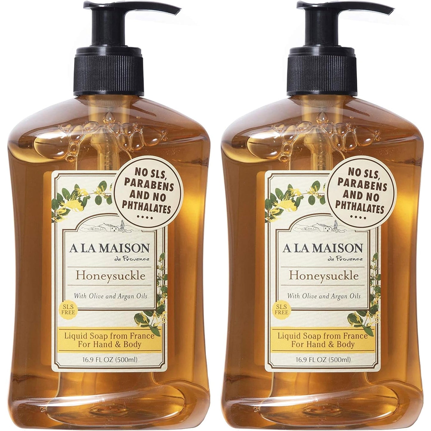 A LA MAISON Honeysuckle French Liquid Hand Soap - Natural Hand Wash Made with Essential Oils - Biodegradable, Plant-Based, Vegan, Cruelty-Free Beauty & Personal Care A LA MAISON