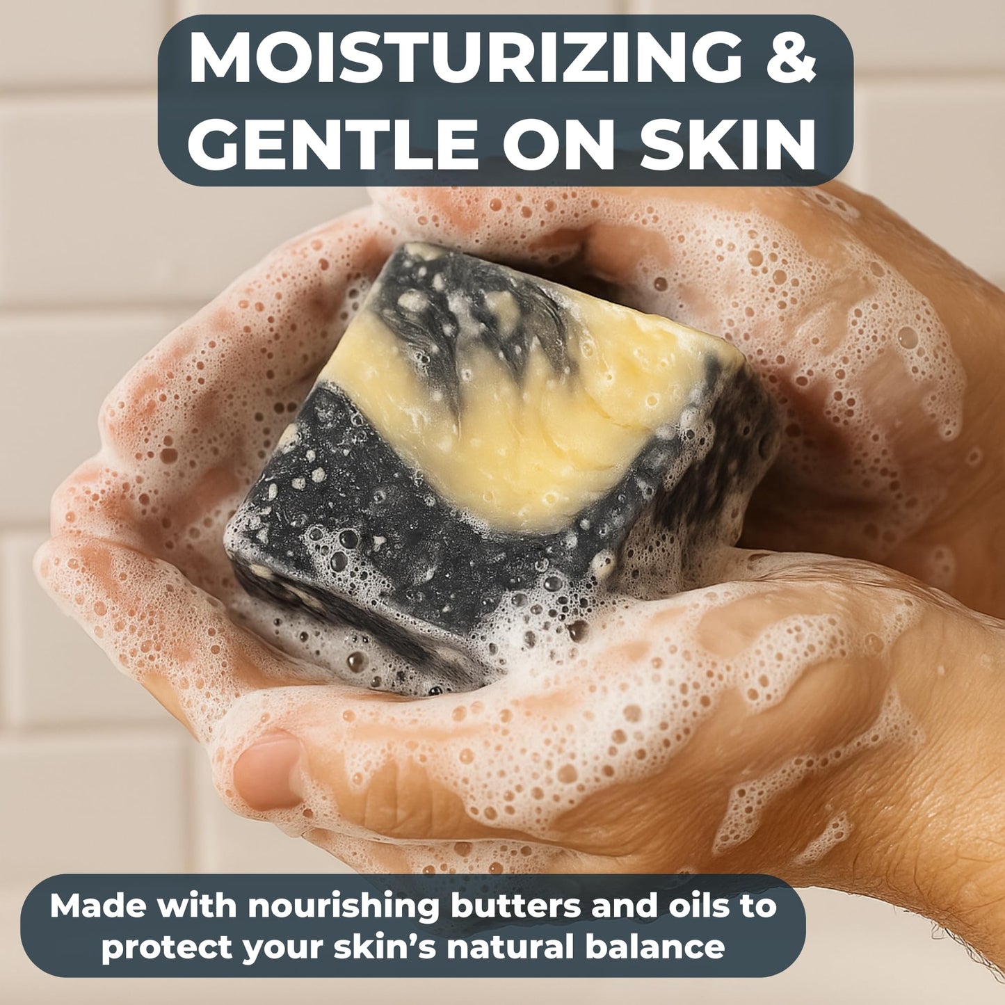 Natural Soap Bar with Beeswax, Charcoal & Shea Butter - Made in USA | Cold Process All Natural Soap Bar for Face, Body & Hands | Deep Cleansing Bar Beauty & Personal Care Lubri-Cut