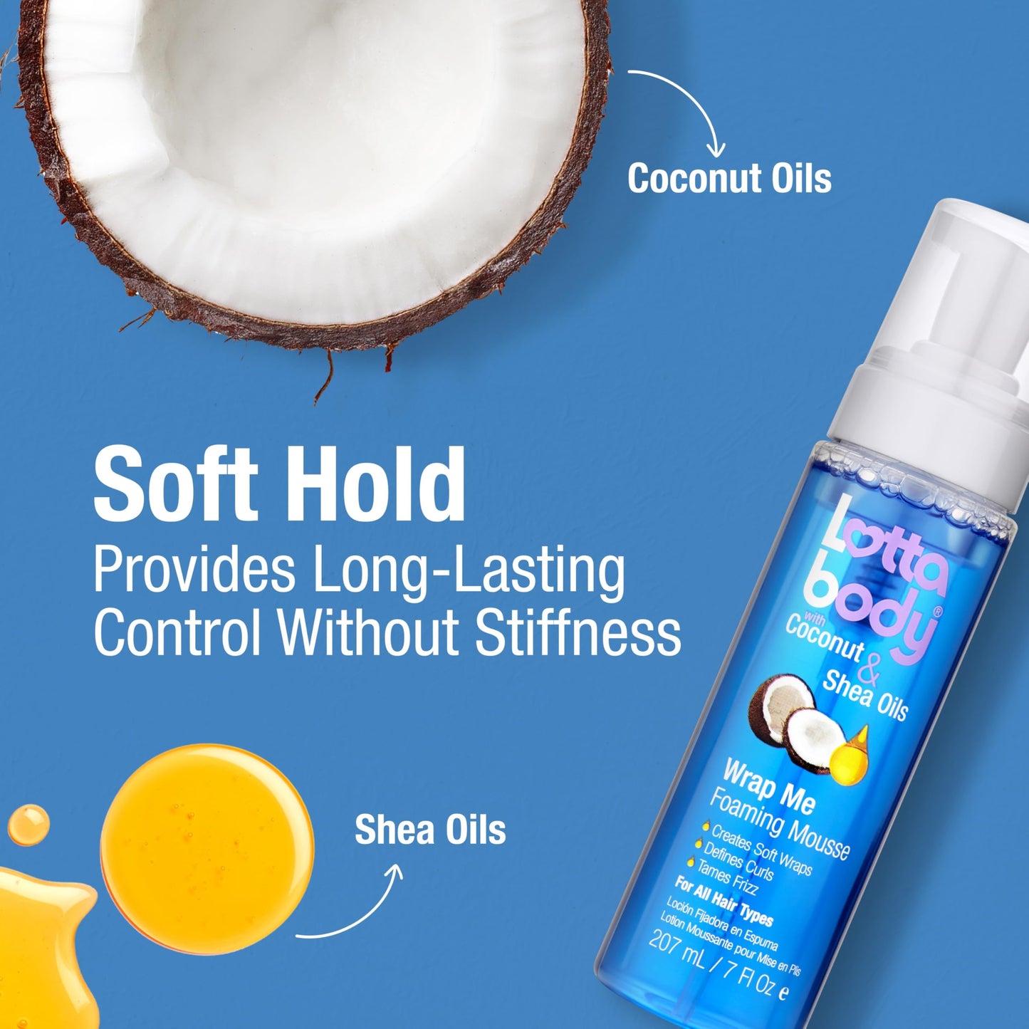 Lottabody Coconut Oil and Shea Wrap Me Foaming Curl Mousse , Creates Soft Wraps, Hair Mousse for Curly Hair, Defines Curls, Anti Frizz, 7 Fl Oz Beauty & Personal Care Lottabody