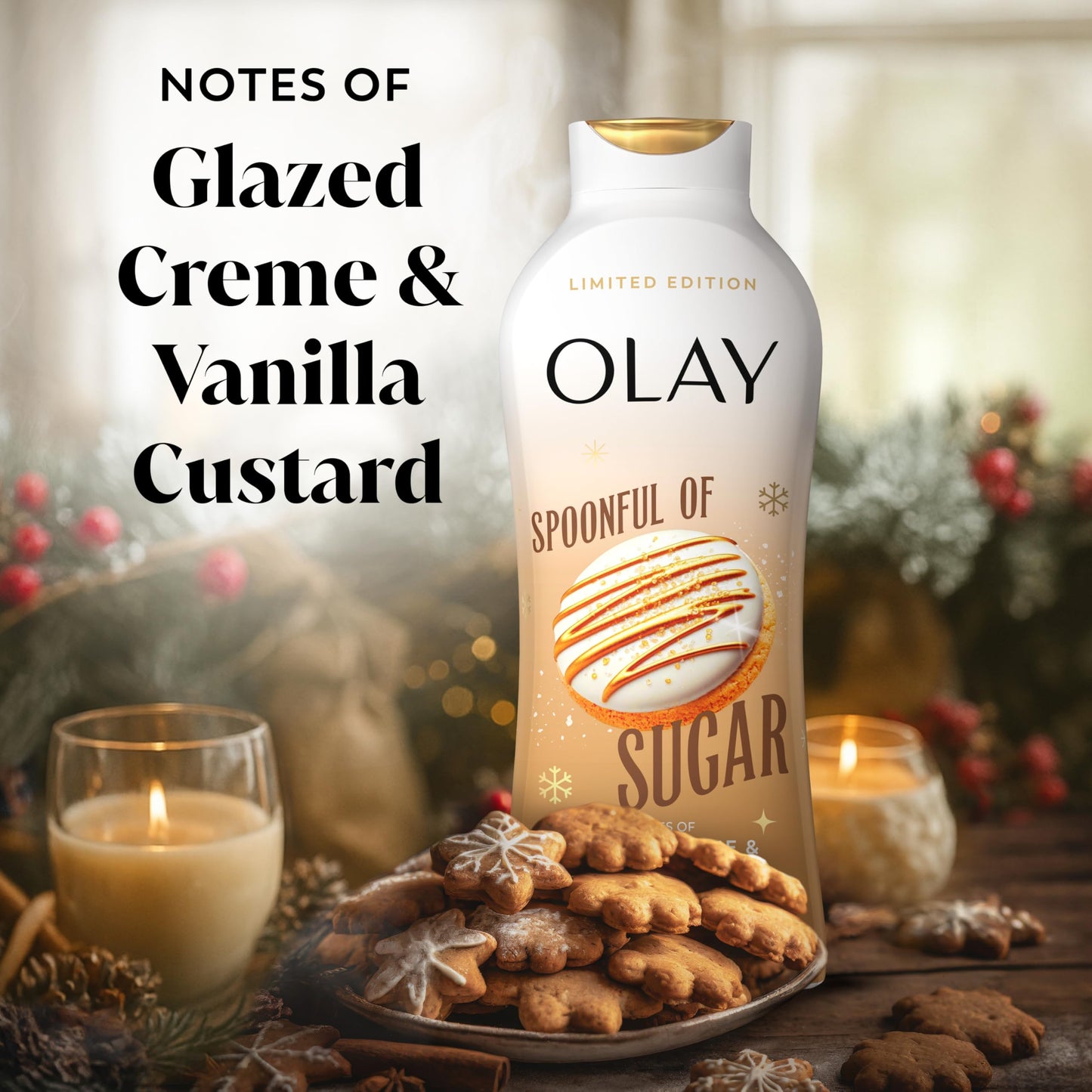 Olay Body Wash for Women, Hydrating & Moisturizing, Holiday Edition, With Plant Based Cleansers, B3 Complex, For All Skin Types, Spoonful of Sugar Beauty & Personal Care Olay