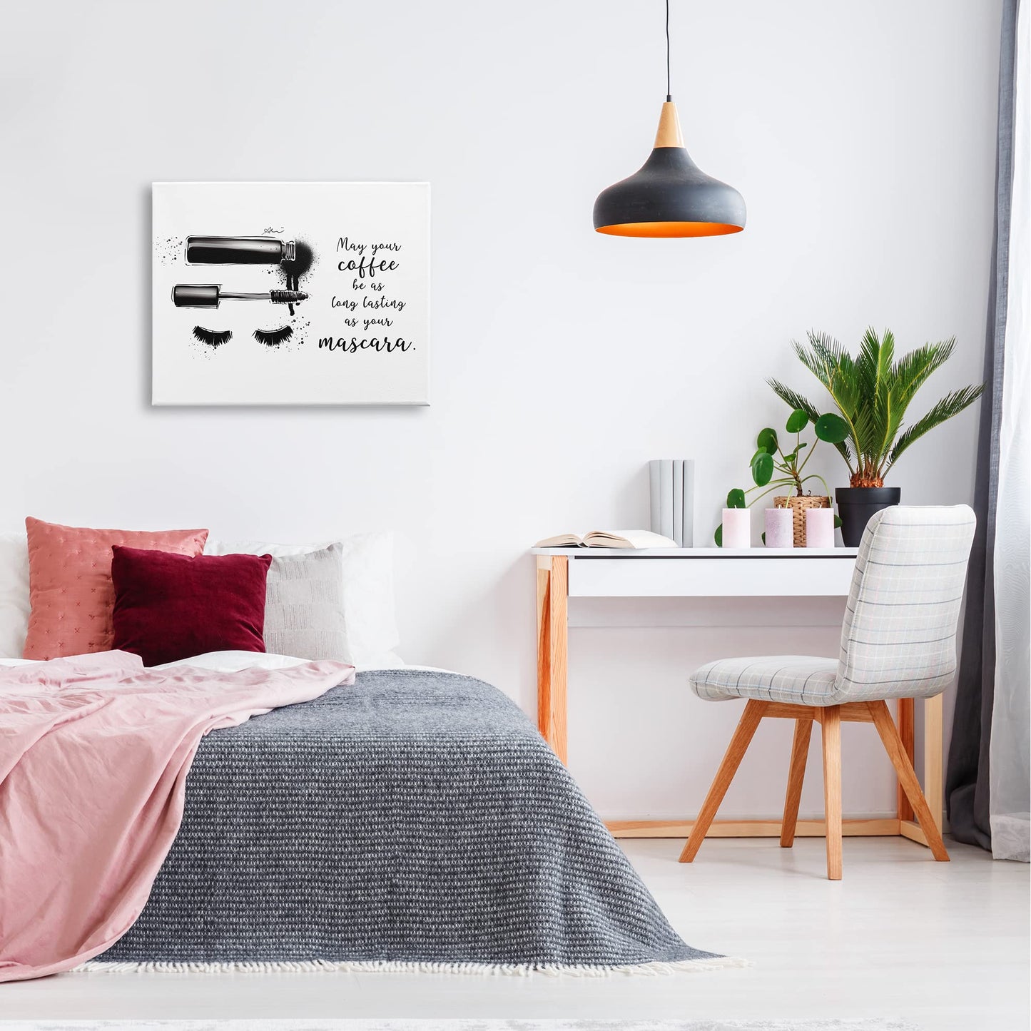 Stupell Industries Coffee & Lashes Mascara Phrase Canvas Wall Art, Design by Alison Petrie Beauty & Personal Care Stupell Industries