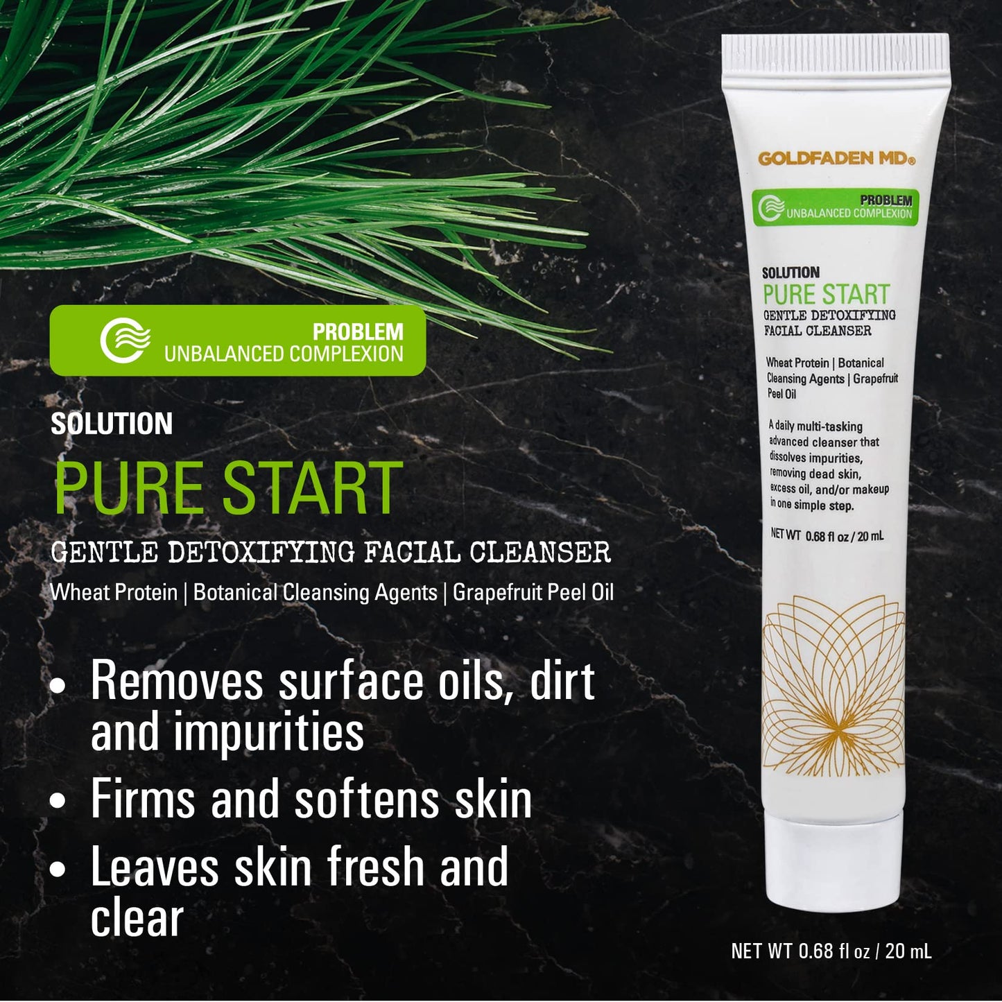 GOLDFADEN MD Pure Start Gentle Detoxifying Natural Facial Cleanser Grapefruit Peel Oil, Organic Red Tea Extract, Seaweed Extract, Rose Hip Seed Oil Beauty & Personal Care GOLDFADEN MD
