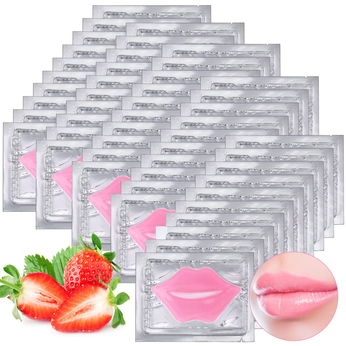 Kipeber 50PCS Lip Mask Sheet,Collagen Crystal Lip Masks,Pink Lip Care Pads Mask for Moisturizing Nourishing,Anti-Aging & Anti-Wrinkle,Lip Gel Patches Beauty & Personal Care Kipeber
