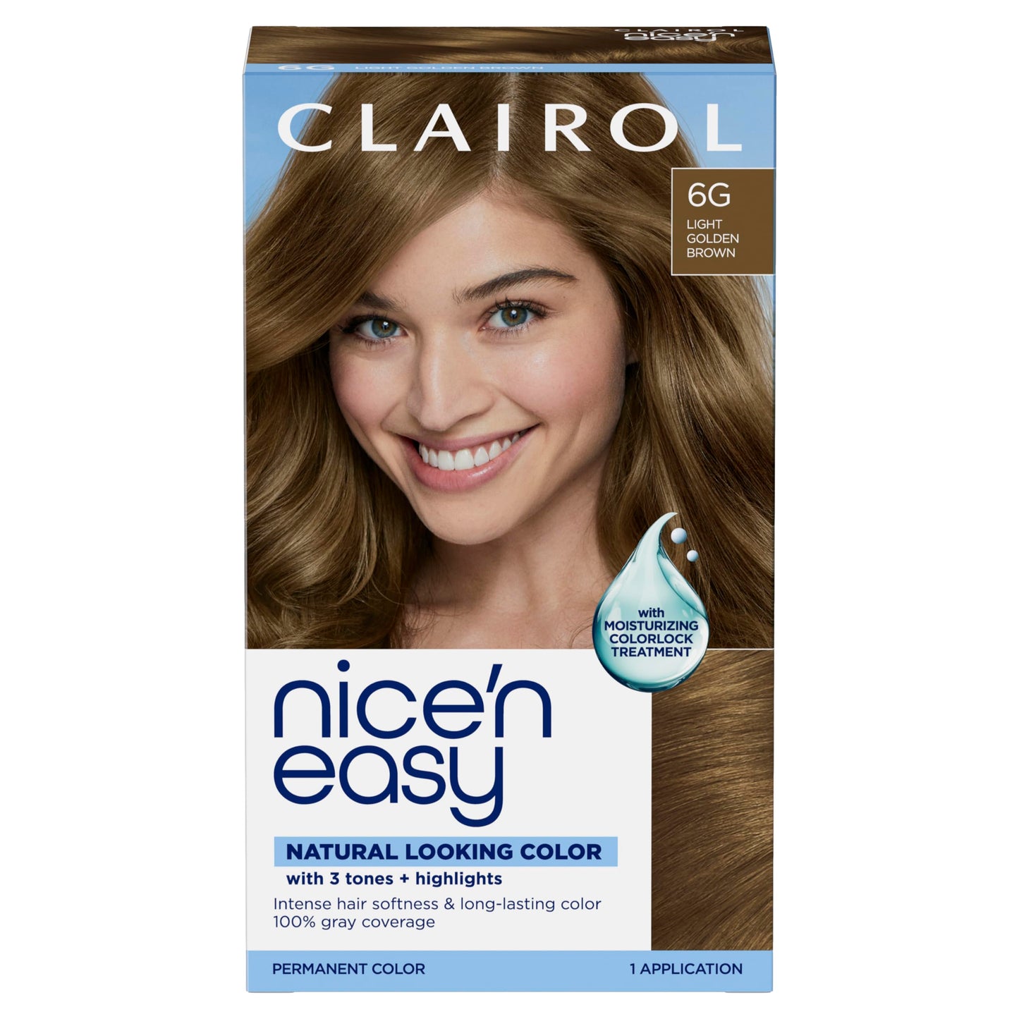 Clairol Nice'n Easy Permanent Hair Dye, 6G Light Golden Brown | 100% Gray Coverage | Long?Lasting, Natural?Looking Color & Shine | Pack of 1 Beauty & Personal Care Clairol