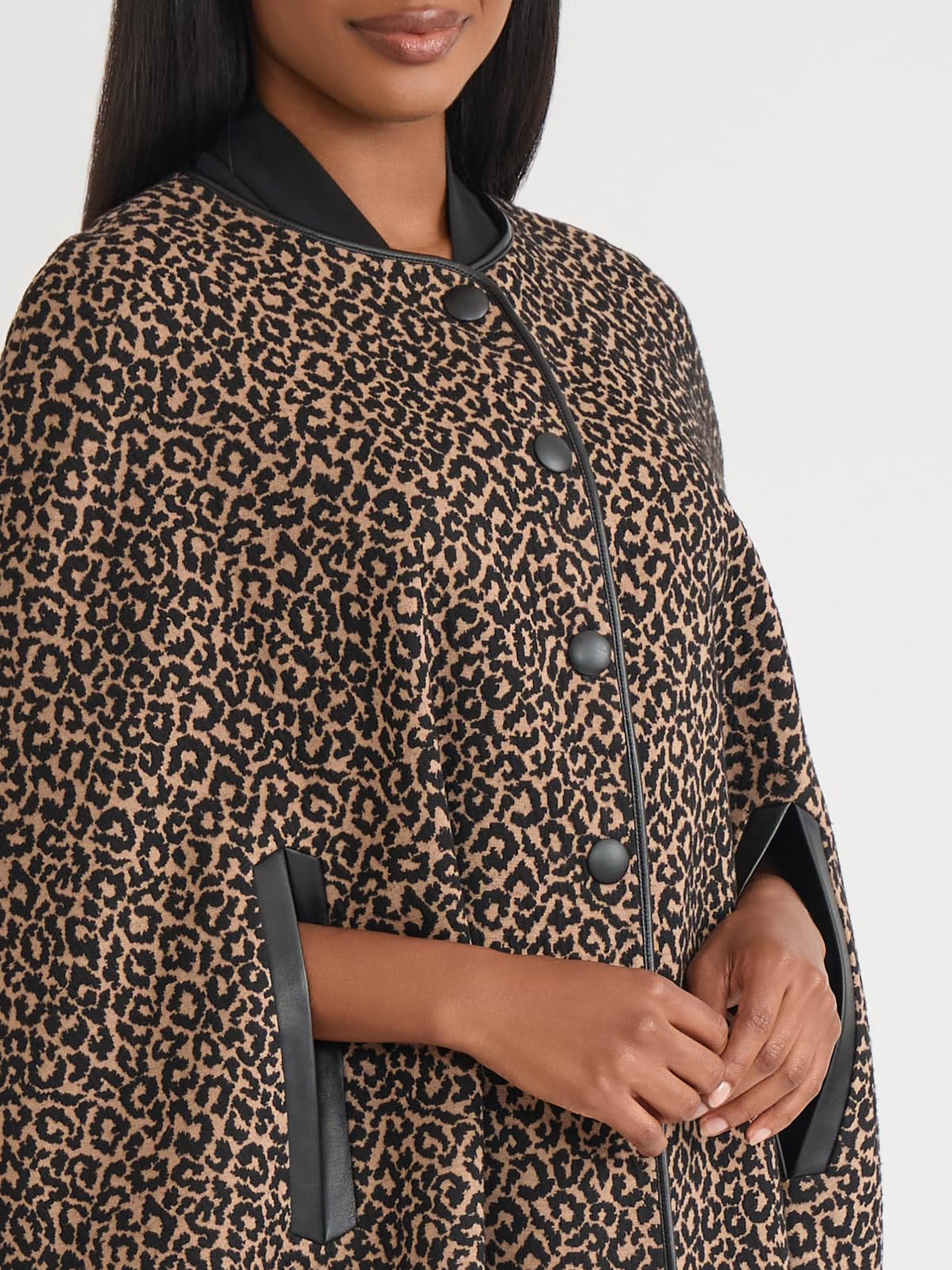 Kasper Women's Animal Print Snap-Front Cape Beauty & Personal Care Kasper