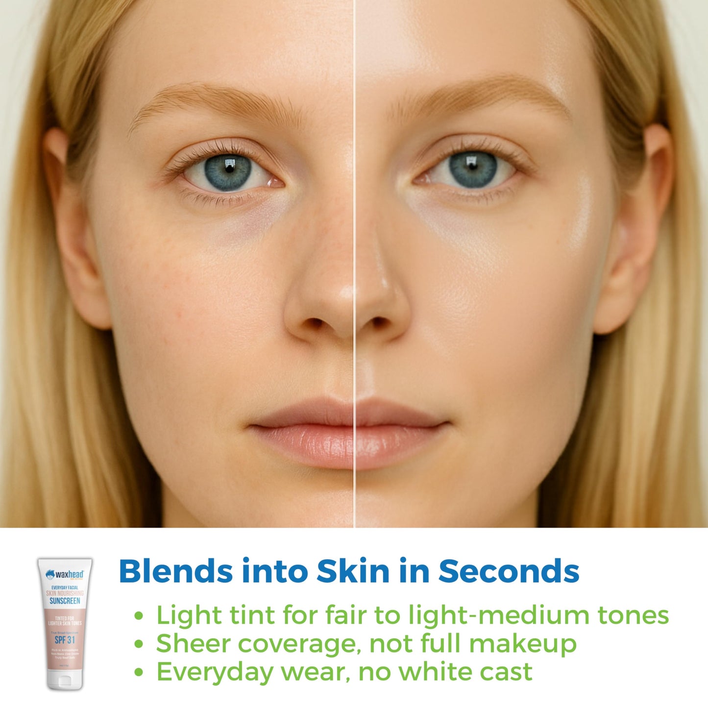 Waxhead Tinted Mineral Face Sunscreen SPF 31, 25% Non-Nano Zinc Oxide, Fragrance-Free, Non-Comedogenic, Tinted Moisturizer & Makeup Primer for Daily Beauty & Personal Care Waxhead Sun Defense Foods