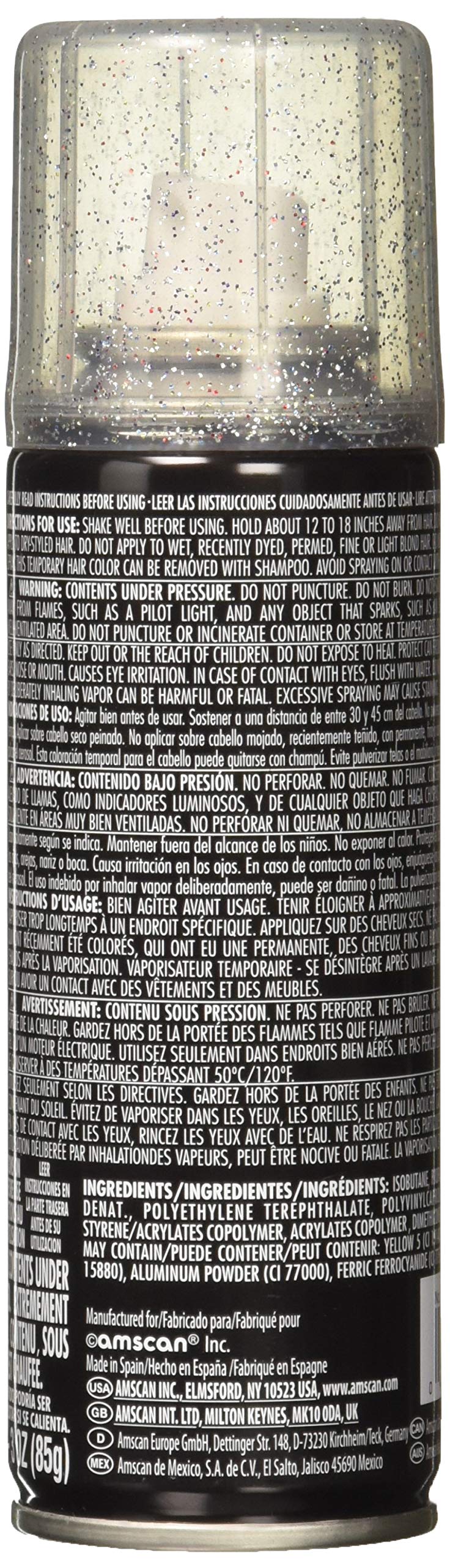 Multicolor Glitter Hair Spray Color - 3 oz. (1 Count) - Instantly Transforms Your Look, Ideal for Parties & Cosplay Beauty & Personal Care Amscan