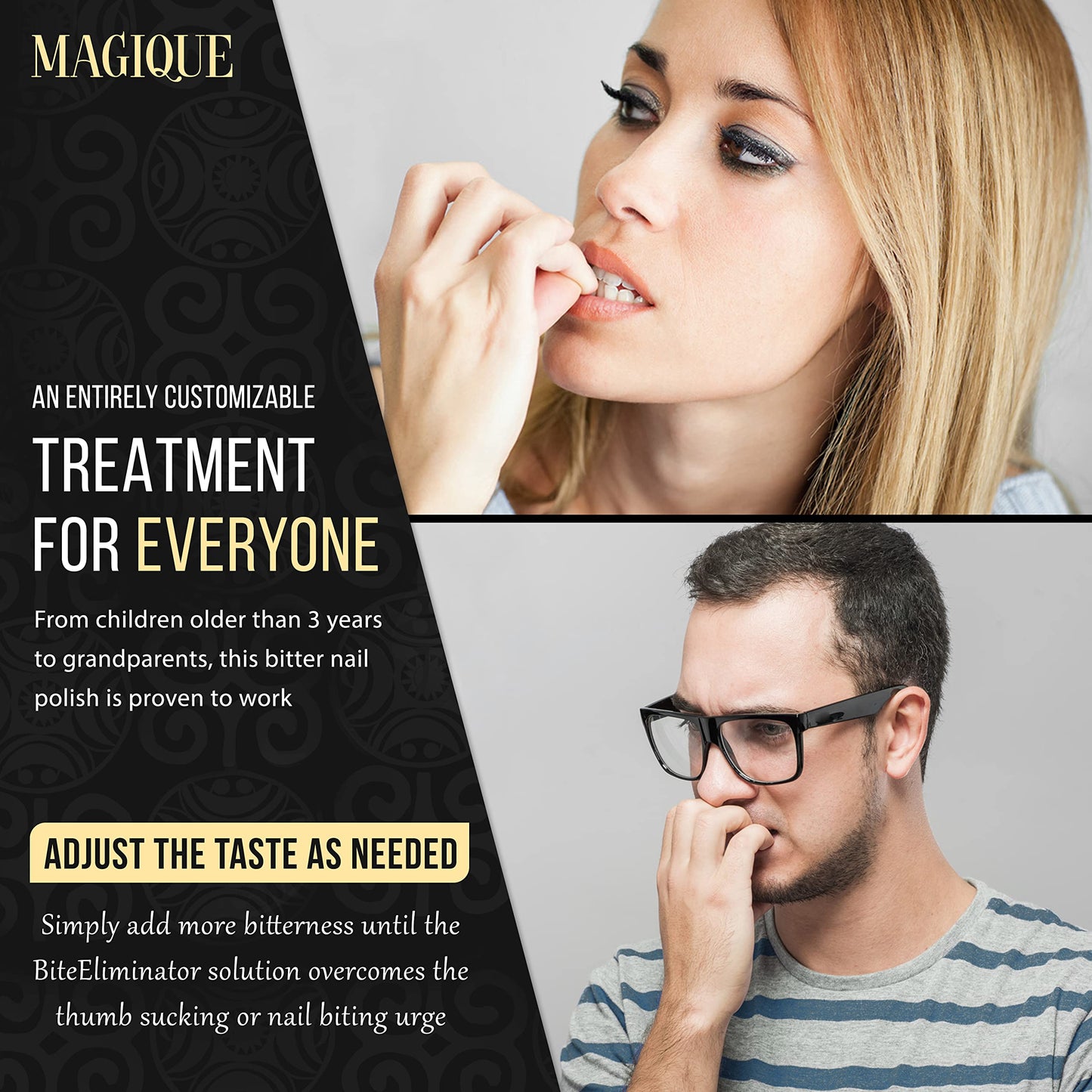 Magique Bite Eliminator - Stop Thumb Sucking & Nail Biting for Kids & Adults - Bitter Nail Polish Treatment - Customizable Strength - 0.5 Fl Oz Beauty & Personal Care Magique