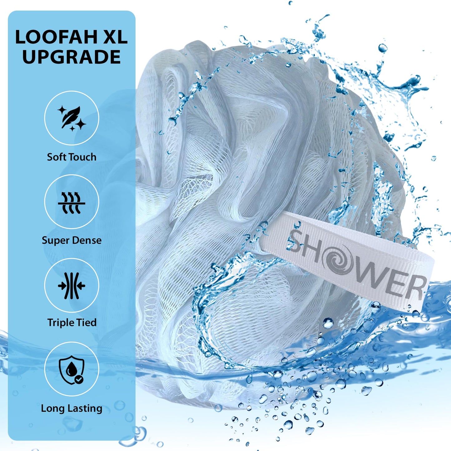 SHOWER BOUQUET Loofah-Bath-Sponge XL Soft-Pastel-Colors 4-Pack // Extra-Large 75g Mesh Luffa Loofa Loufa Puff Pouf Set/Exfoliating Body Scrubber Beauty & Personal Care Shower Bouquet