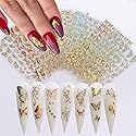 8 Sheets Butterfly Nail Adhesive Sticker - Laser Craft Glitter Gold and Silver Shapes for Art Design and Decoration - 3D Luxury Foils for Acrylic Beauty & Personal Care TBRZTR