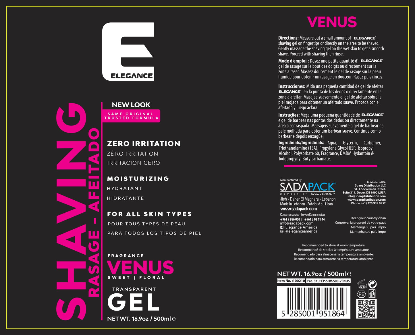 E Elegance Barber Accessories - Transparent Shaving Gel For Men Or Women, Sweet/Floral Venus Fragrance - The Ultimate Shaving Solution For A Smooth Beauty and Personal Care E Elegance