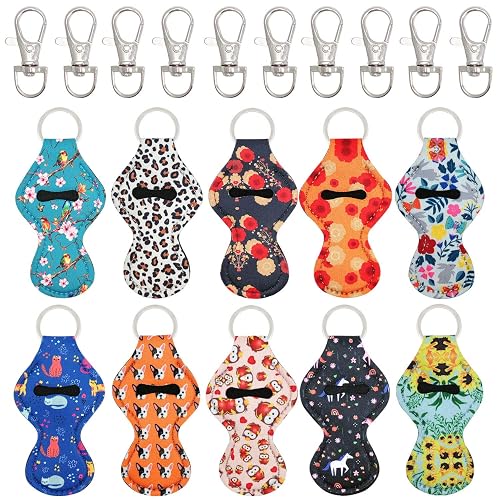 allydrew 10 Pack Chapstick Holder Keychain, Keyring for Lip Balm Lip Gloss Lipstick with 10 Pieces Metal Keyring Clasps, Fun collection Beauty & Personal Care allydrew