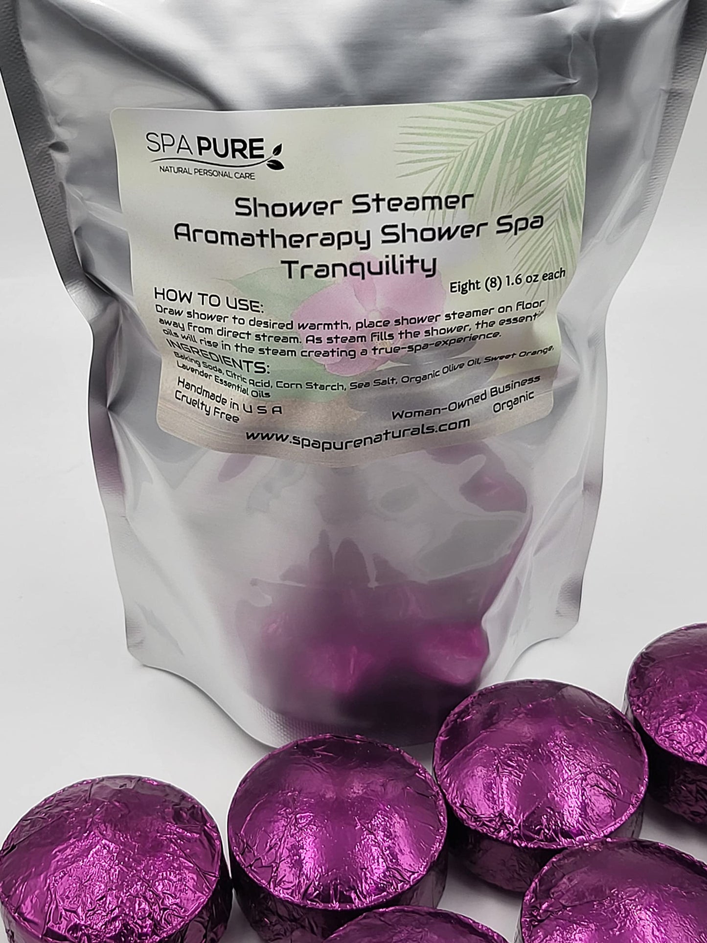 Spa Pure Tranquility Shower Steamers: Aromatherapy Shower Bombs Made in USA with 100% Natural/Organic Essential Oils - Transform Your Shower (8 Count) Beauty and Personal Care Spa Girl/Spa Pure