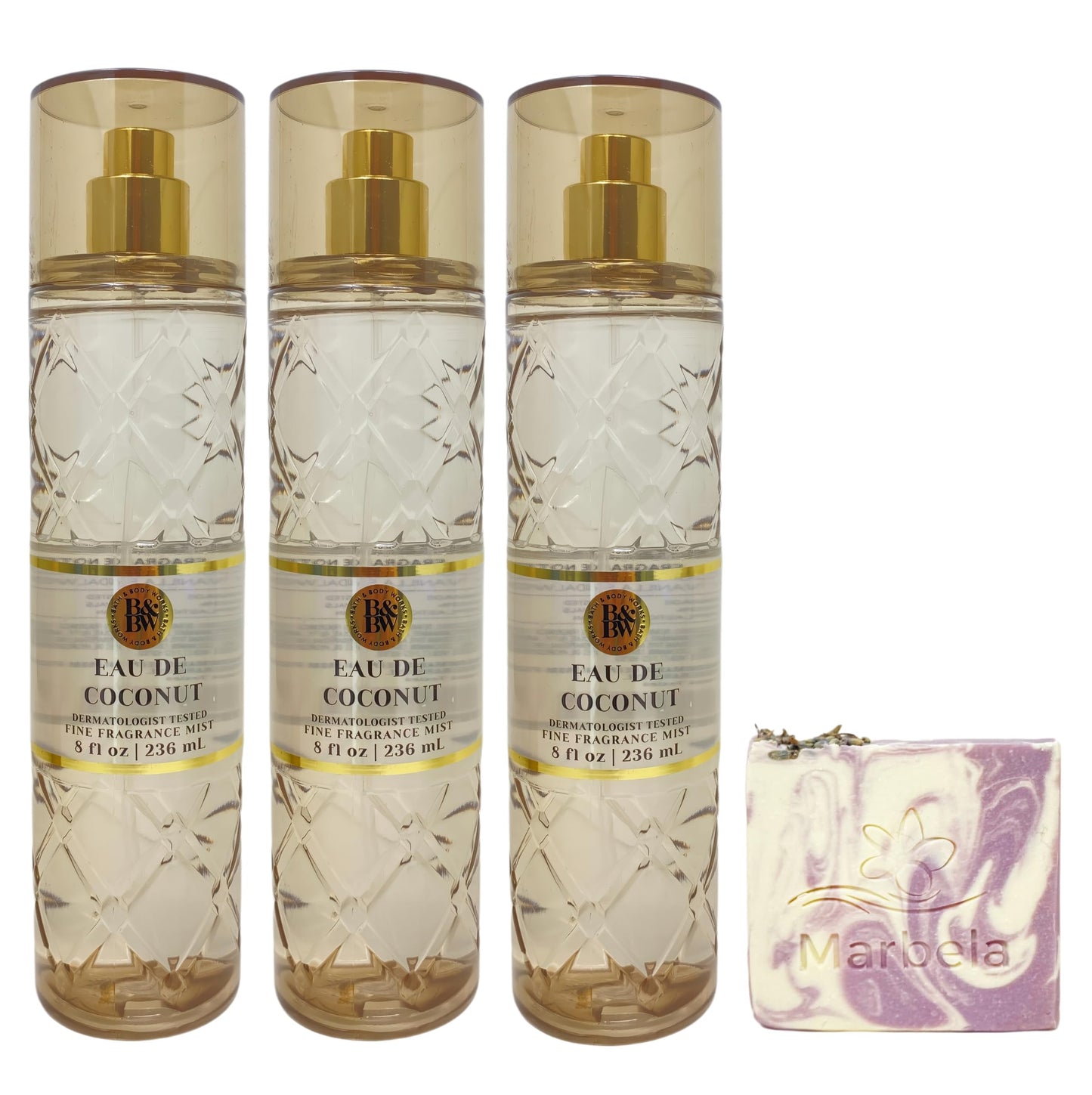 Bath & Body Works Eau De Coconut 3 Fine Fragrance Mists with a Lavender Dream Bar Soap Beauty & Personal Care Bath & Body Works