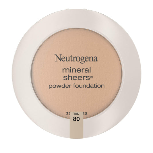 Neutrogena Mineral Sheers Compact Powder Foundation, Lightweight & Oil-Free Mineral Foundation, Fragrance-Free, Tan 80, .34 oz Beauty & Personal Care Neutrogena