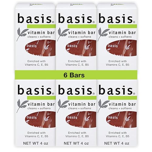 Basis Vitamin Bar Soap for Body, Hands and Face, Natural Soap Bar for All Skin Types with Vitamin C, E and B5, 4 Oz, Pack of 6 Beauty & Personal Care Basis