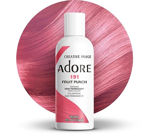 Adore Semi Permanent Hair Color (191 Fruit Punch) | Vegan & Cruelty-Free Pink Hair Dye | No Ammonia, No Peroxide, No Alcohol | 4 Fl Oz Beauty & Personal Care Adore