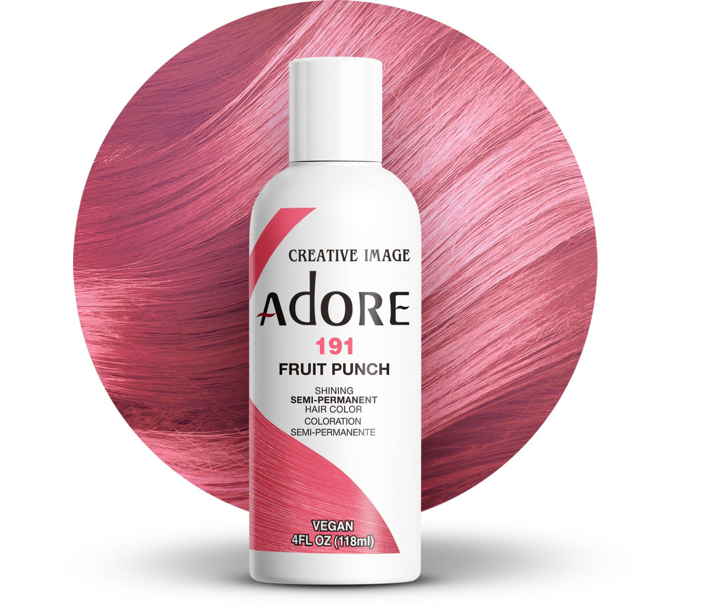 Adore Semi Permanent Hair Color (191 Fruit Punch) | Vegan & Cruelty-Free Pink Hair Dye | No Ammonia, No Peroxide, No Alcohol | 4 Fl Oz Beauty & Personal Care Adore