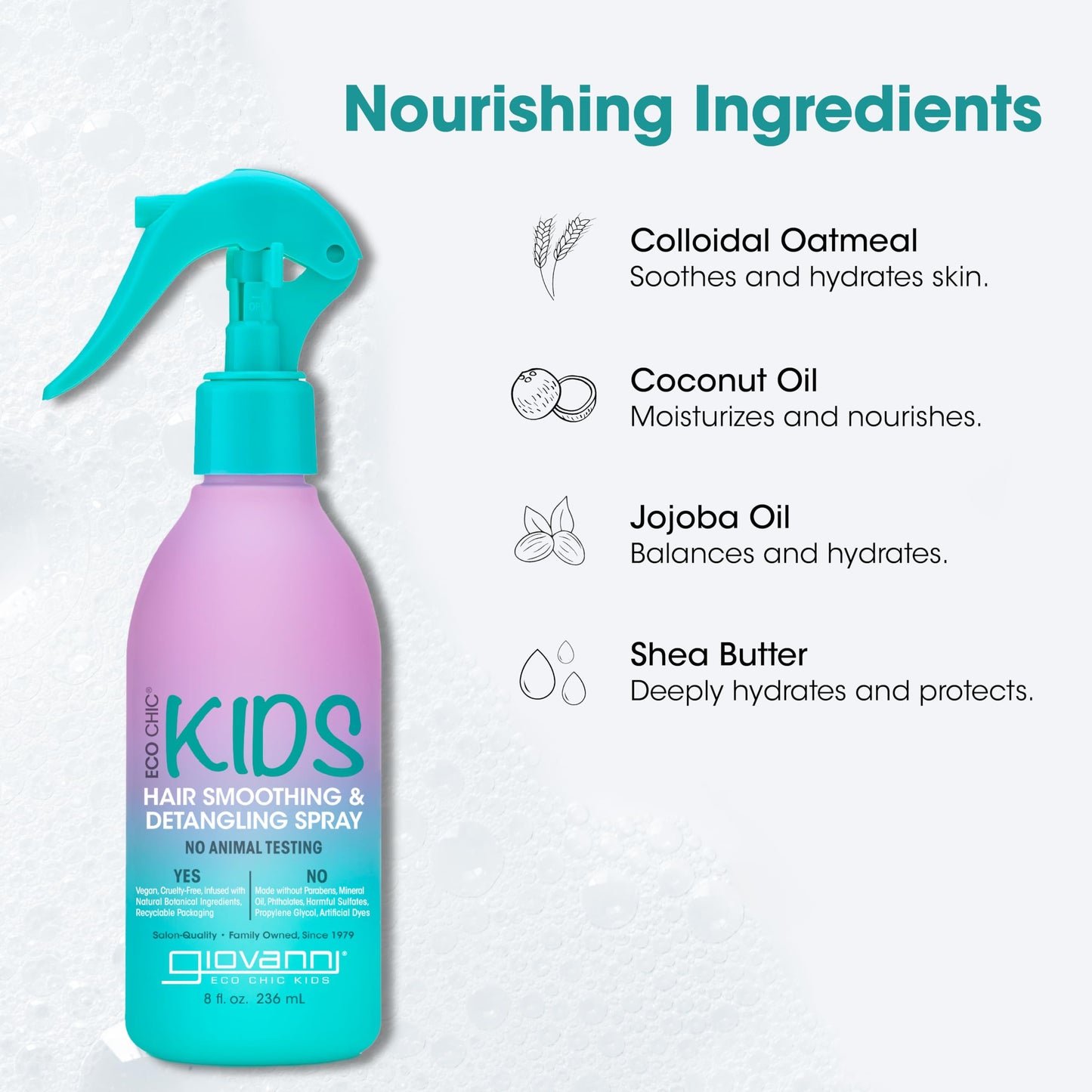 Eco Chic KIDs Hair Smoothing & Detangling Spray - Detangler Spray For Kids, Kids Detangler Spray, Hair Detangler Spray For Kids, Salon Quality Beauty & Personal Care GIOVANNI