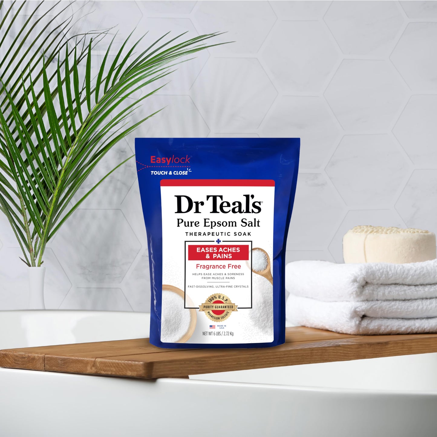 Dr Teal's Pure Epsom Magnesium Salt Soak, Fragrance Free, 6 lbs (Pack of 6) Beauty and Personal Care Dr Teal's
