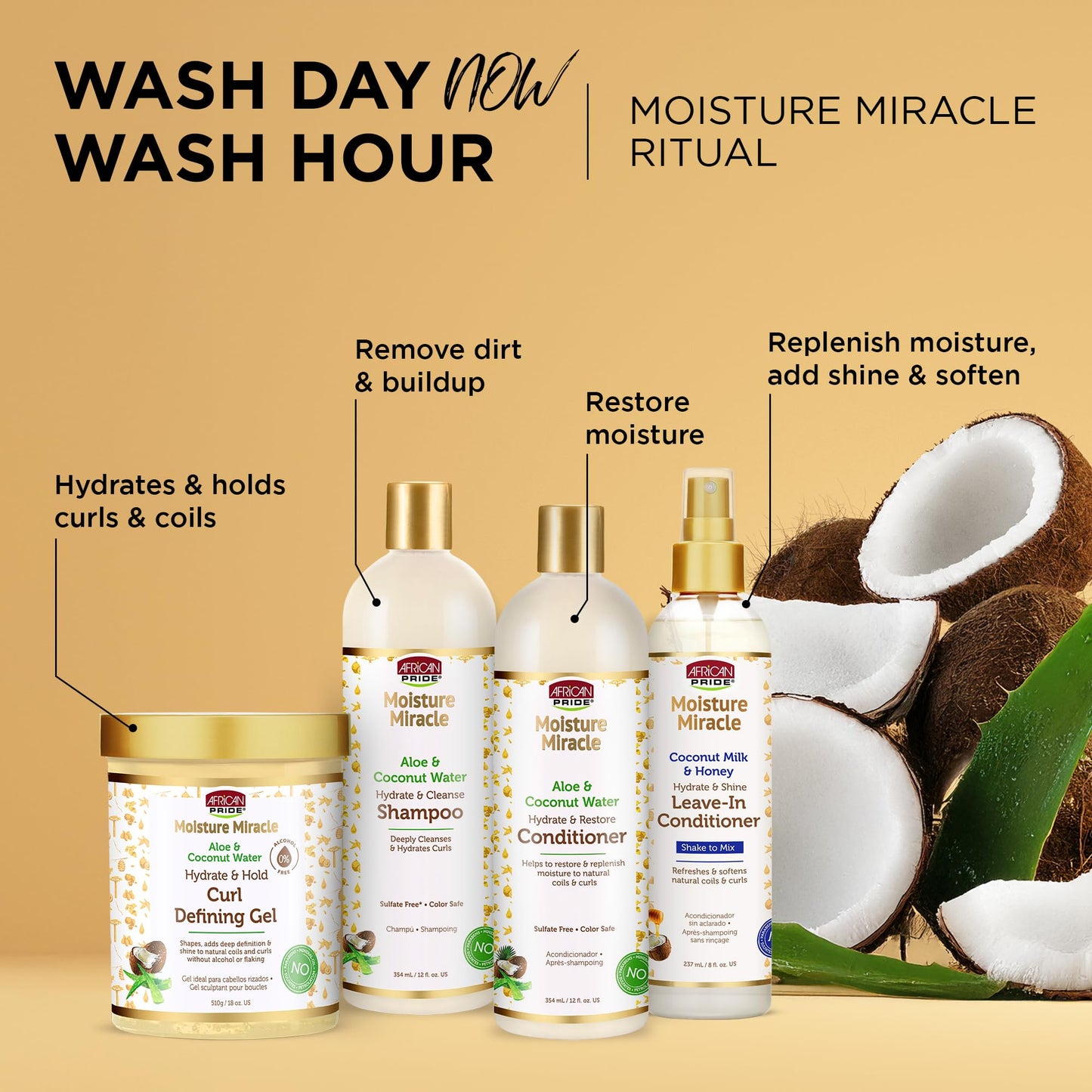African Pride Moisture Miracle Hydrate & Hold Curl Defining Gel for Curly & Coily Hair, Controls Frizz, Hydrates, Defines Coils & Curls, No Flakes Beauty & Personal Care African Pride
