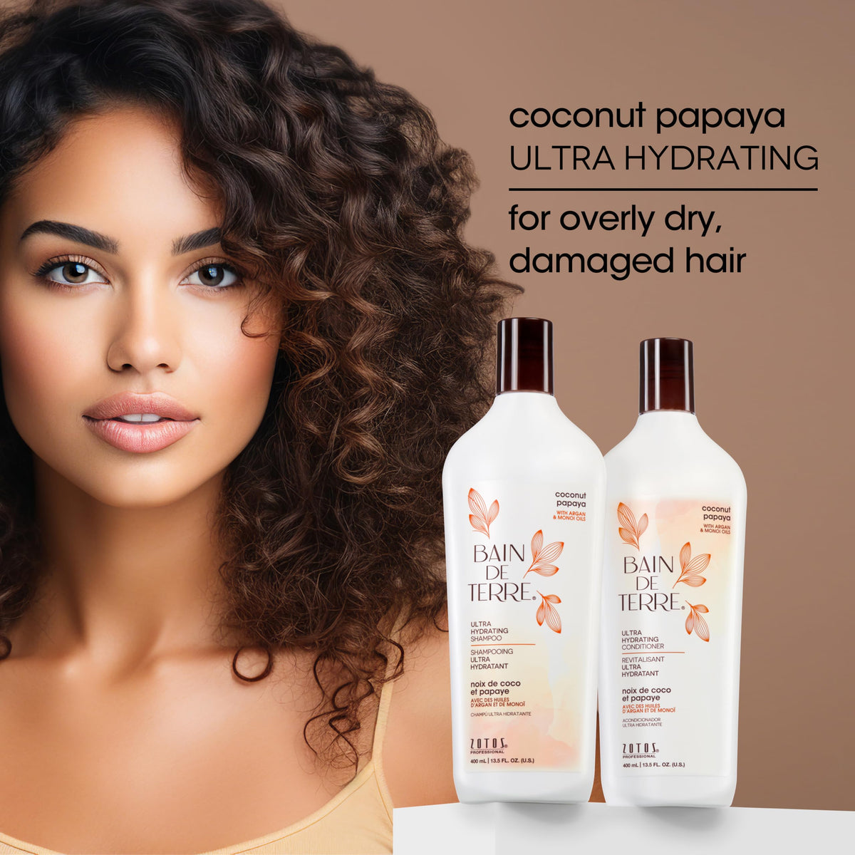 Bain de Terre Coconut Papaya Ultra Hydrating Conditioner, Moisture Quench for Dry, Damaged Hair, with Argan & Monoi Oils, Paraben-Free, Color-Safe Beauty & Personal Care Bain de Terre