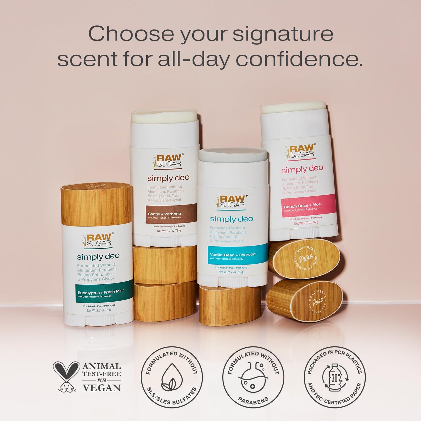 RAW SUGAR Aluminum Free Deodorant Stick, Simply Deo Bundle (Pack of 3) Whole Body Deodorant for Women & Men, Clean, Formulated without Aluminum Beauty and Personal Care RAW SUGAR