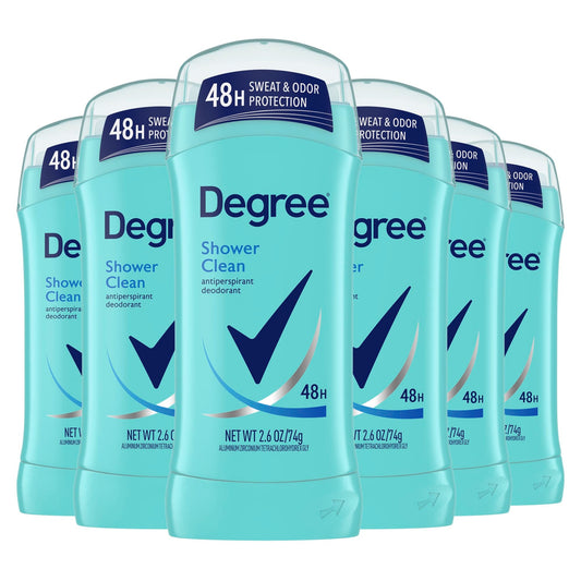Degree Original Antiperspirant Deodorant Shower Clean Pack of 6 48-Hour Sweat & Odor Protection Antiperspirant for Women 2.6 oz Beauty and Personal Care Degree