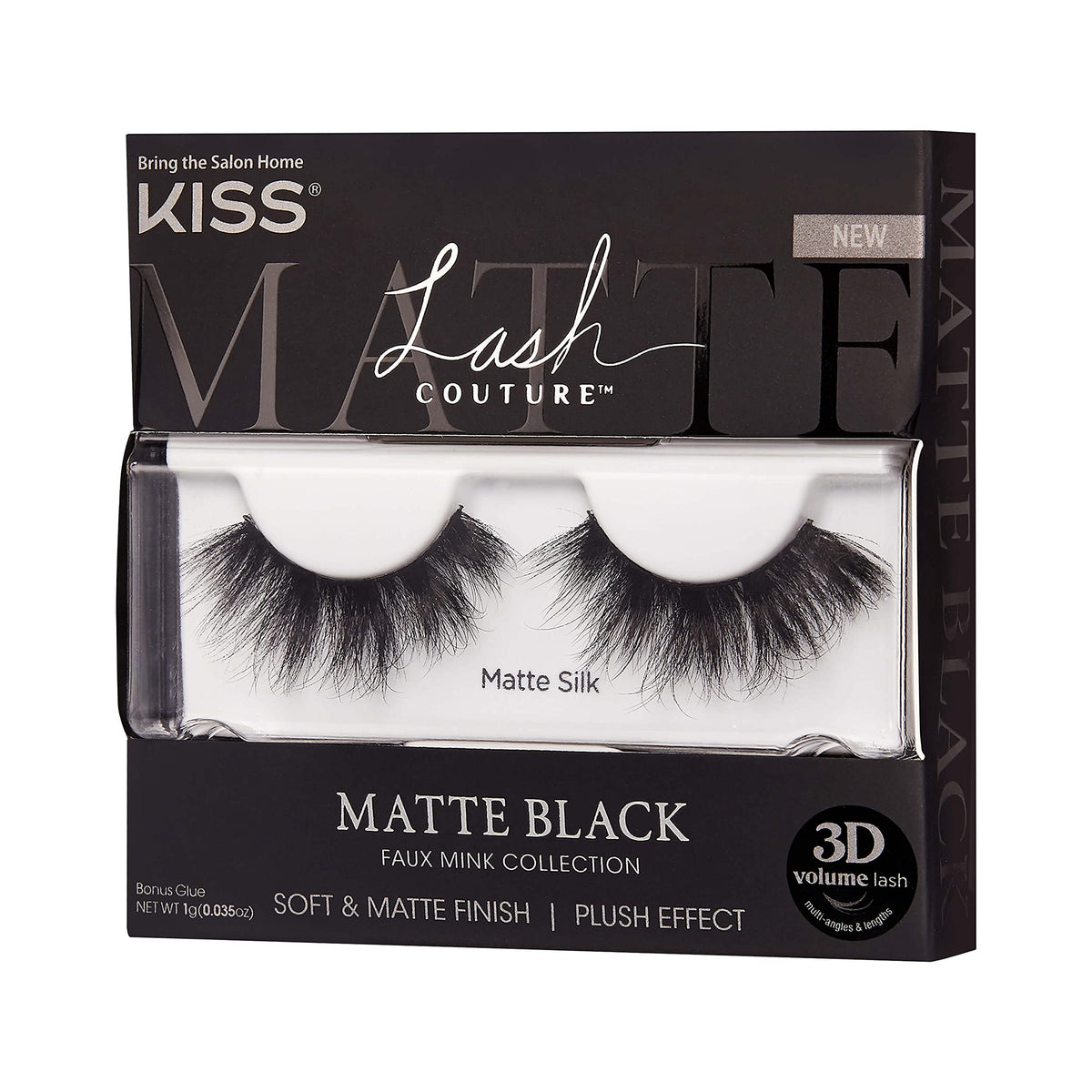 KISS Lash Couture Matte Black Faux Mink Collection False Eyelashes, 14 mm, 3D Volume, Soft & matte Finish, Plush Effect, Easy to Apply, Reusable, 1 Beauty & Personal Care KISS