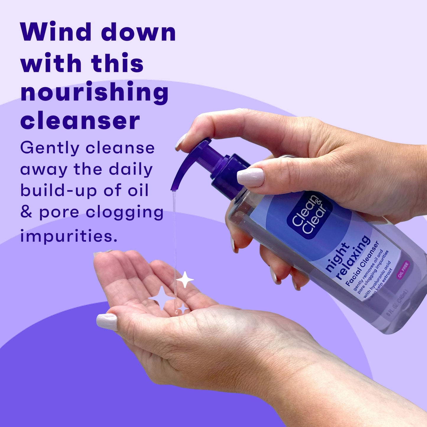 Clean & Clear Night Relaxing Deep Cleaning Oil-Free Night Face Wash, Foaming Facial Cleanser with Hyaluronic Acid & Sea Kelp Extract Gently Removes Beauty & Personal Care Clean & Clear