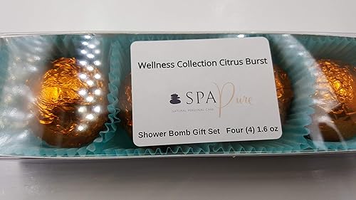 SPAPURE Wellness Collection CITRUS BURST - (4-pack) Aromatherapy Fizzing Shower Bombs by Spa Pure Naturals Beauty & Personal Care Spa Pure