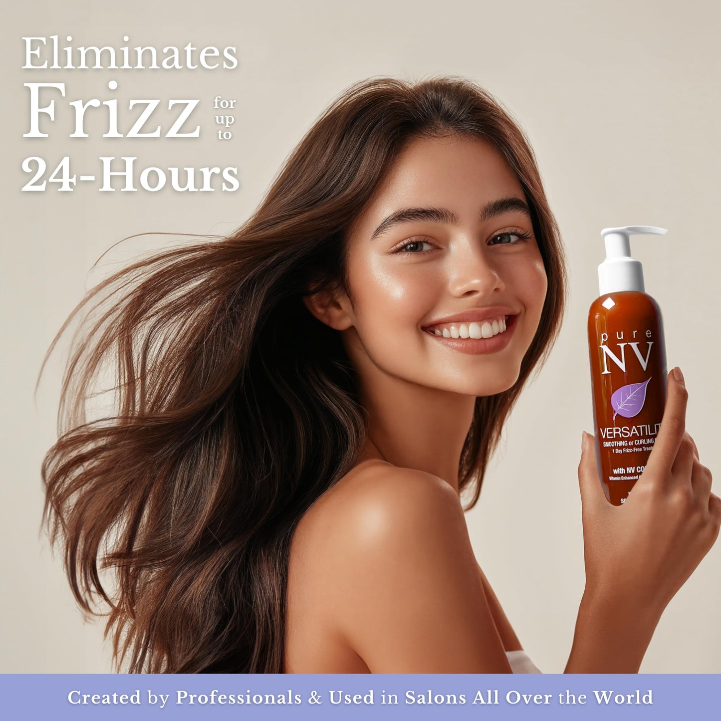 Pure NV Versatility 1 Day Frizz Free Treatment Smoothing & Curling Lotion, Made From Natural Vitamins & Minerals, Keratin, Collagen & Argan Oil Beauty & Personal Care Pure NV
