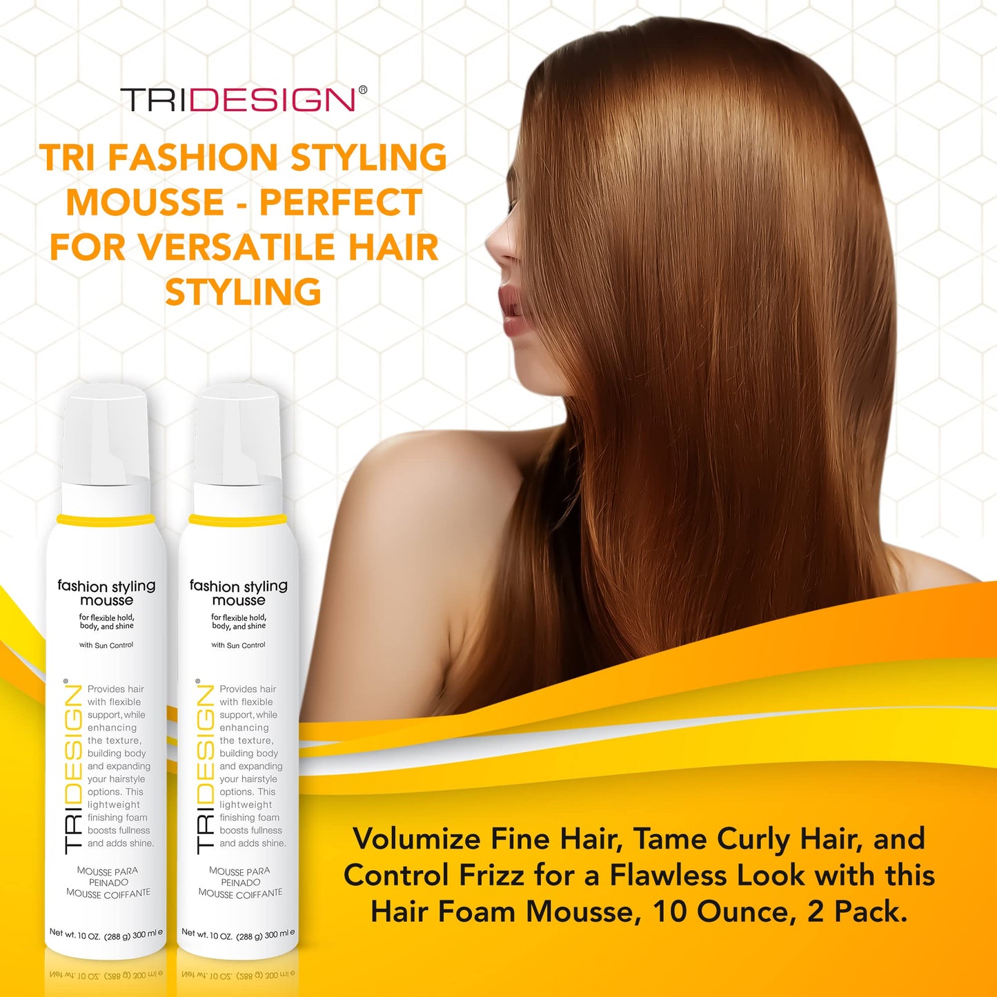 TRI Fashion Volumizing Mousse for Wavy Hair - Taming Curls, Frizz Control & Shine, Styling Foam for Women - 10 Ounce (2 Pack) Beauty & Personal Care TRIDESIGN