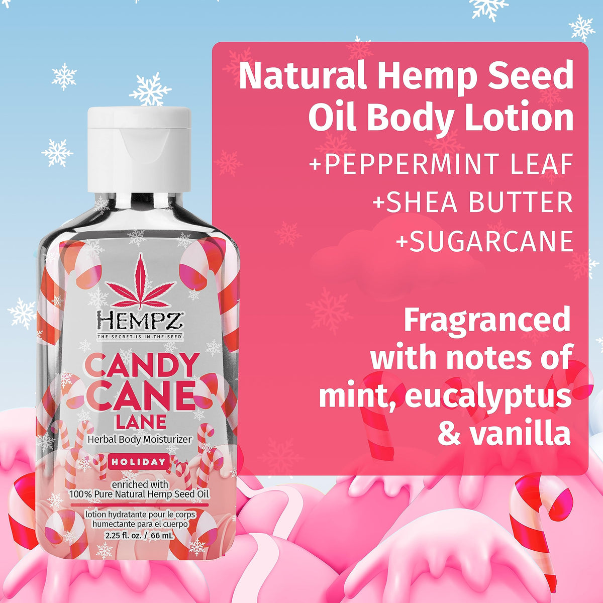 Hempz Limited Edition Peppermint Candy Cane Herbal Body Lotion Moisturizer (2.25 Oz) - Holiday Body Lotion for Women or Men with Dry or Sensitive Skin Beauty & Personal Care Hempz