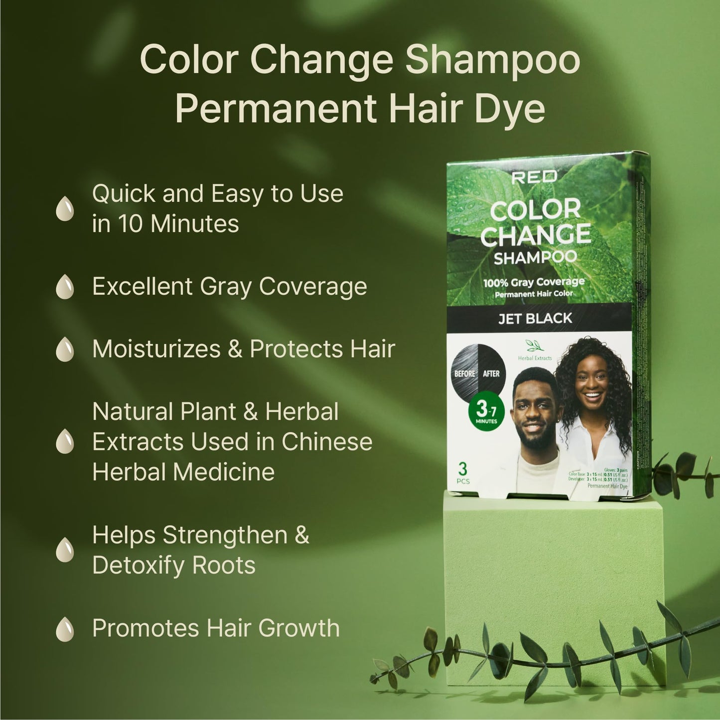 Red by Kiss Color Change Shampoo - Permanent Hair Color with 100% Gray Coverage, Quick 7-10 Minute Formula, No Tools Needed, Herbal Extracts, Includes Beauty & Personal Care Red by Kiss