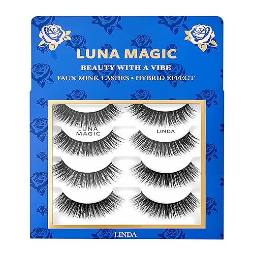 Luna Magic Linda Faux Mink Wispy Lashes with Soft Band, Reusable up to 10x, Lightweight Eye-Enhancing Design for Natural or Dramatic Eye Looks - Vegan Beauty & Personal Care LUNA MAGIC